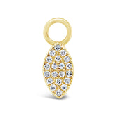 0.04ct 14k Yellow Gold Diamond Pave Leaf Hoop Charm